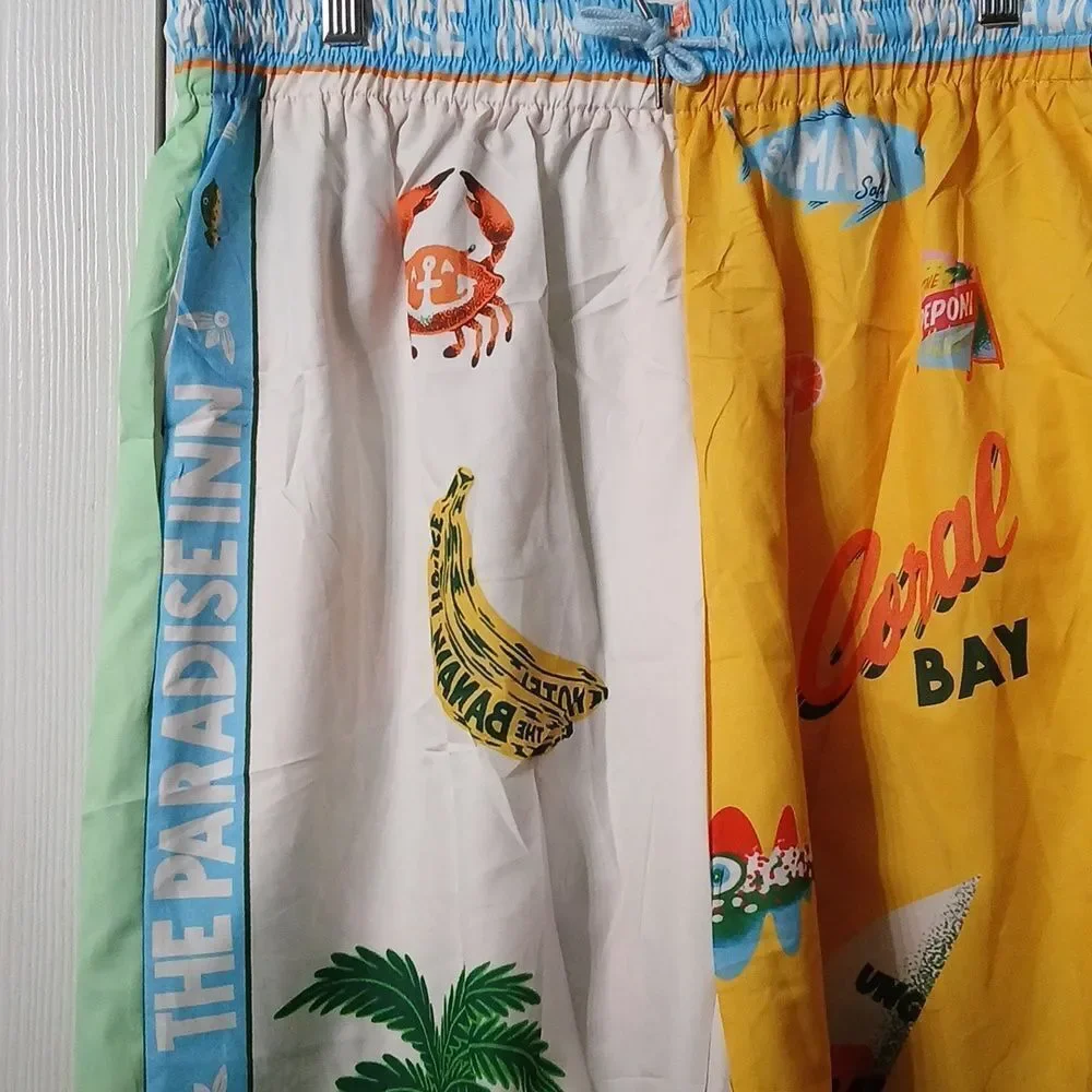 Paradise Inn Tropical Beachy Y2K lounge pajama set  shirt shorts  Sz 2XL  NWOT